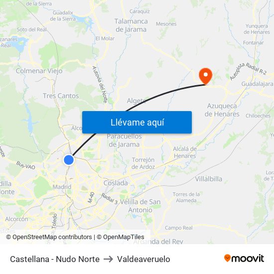 Castellana - Nudo Norte to Valdeaveruelo map