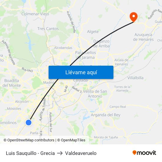 Luis Sauquillo - Grecia to Valdeaveruelo map