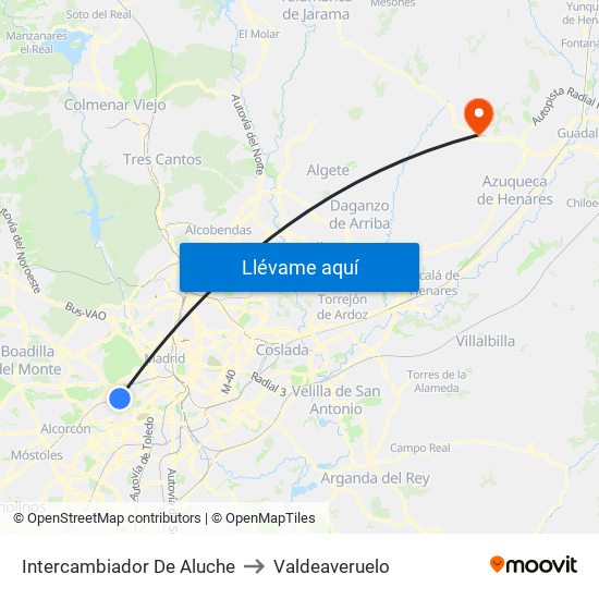 Intercambiador De Aluche to Valdeaveruelo map