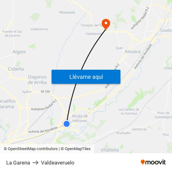 La Garena to Valdeaveruelo map
