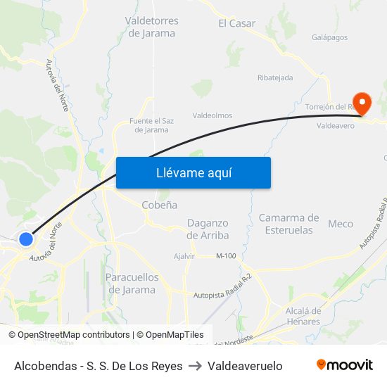 Alcobendas - S. S. De Los Reyes to Valdeaveruelo map