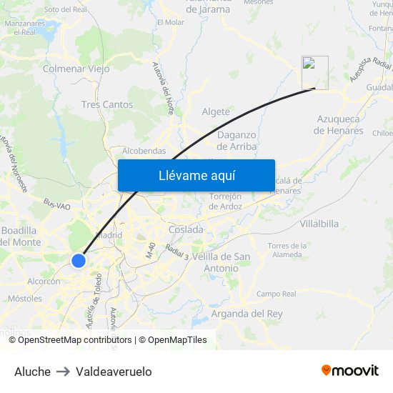 Aluche to Valdeaveruelo map