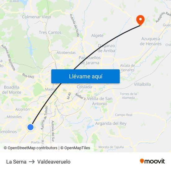 La Serna to Valdeaveruelo map