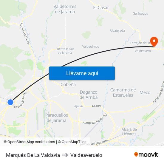Marqués De La Valdavia to Valdeaveruelo map