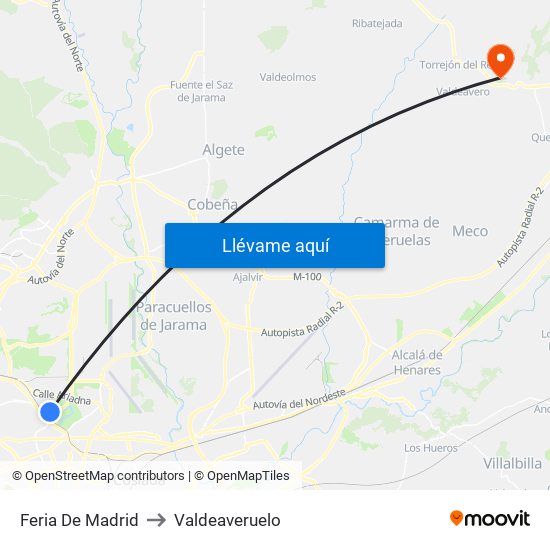 Feria De Madrid to Valdeaveruelo map