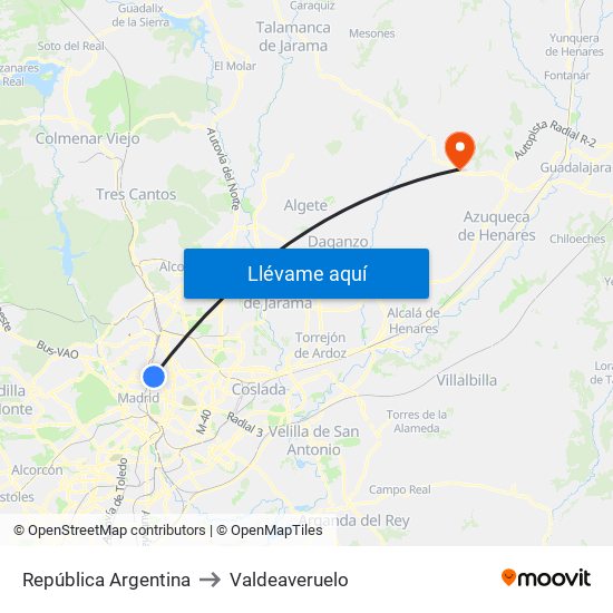 República Argentina to Valdeaveruelo map