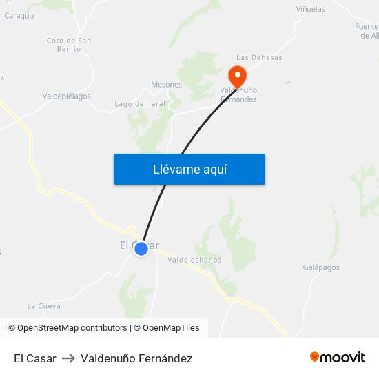 El Casar to Valdenuño Fernández map