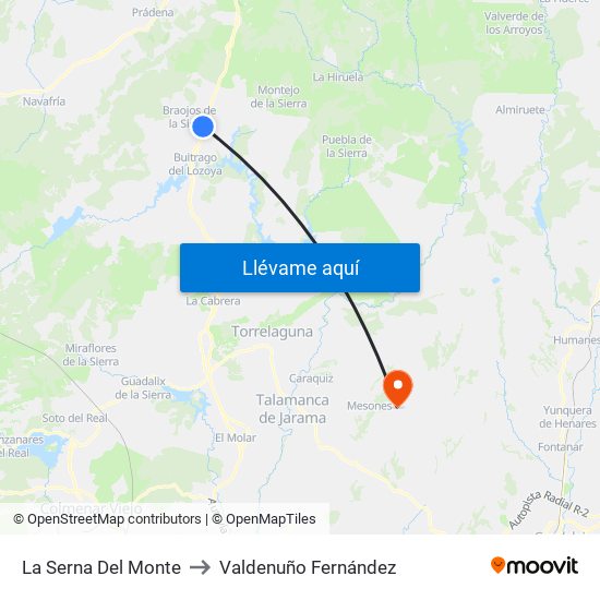 La Serna Del Monte to Valdenuño Fernández map