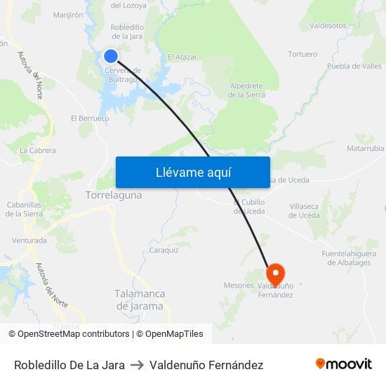 Robledillo De La Jara to Valdenuño Fernández map