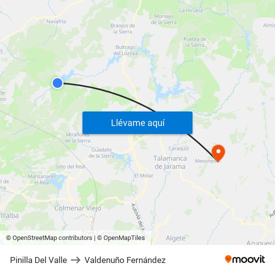 Pinilla Del Valle to Valdenuño Fernández map