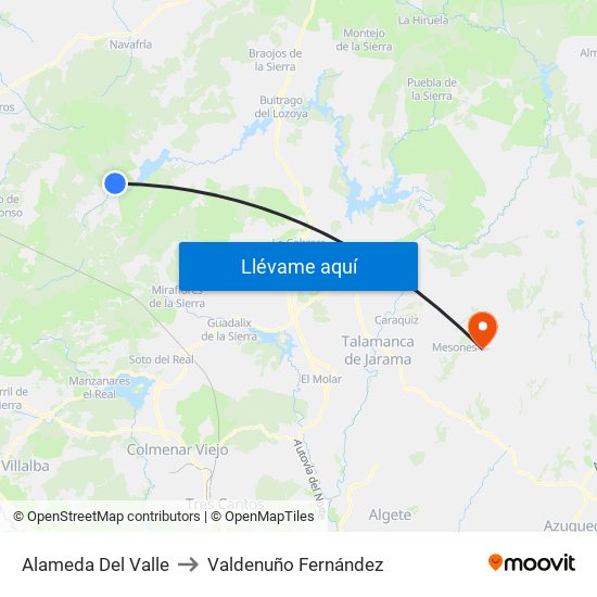 Alameda Del Valle to Valdenuño Fernández map