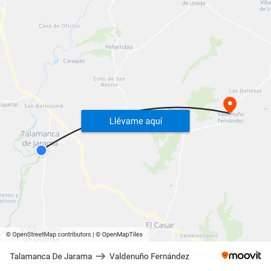 Talamanca De Jarama to Valdenuño Fernández map