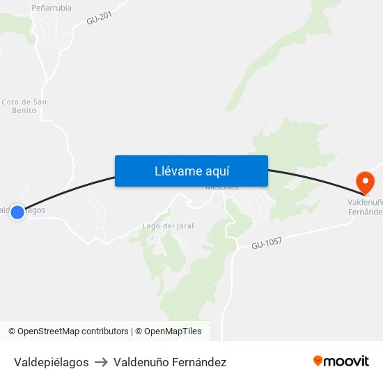 Valdepiélagos to Valdenuño Fernández map
