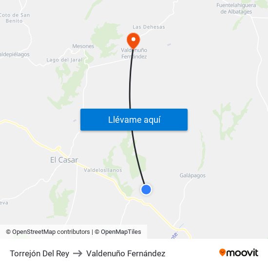 Torrejón Del Rey to Valdenuño Fernández map