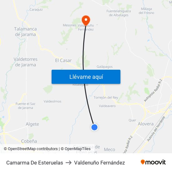 Camarma De Esteruelas to Valdenuño Fernández map