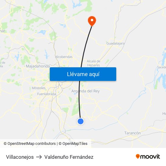 Villaconejos to Valdenuño Fernández map