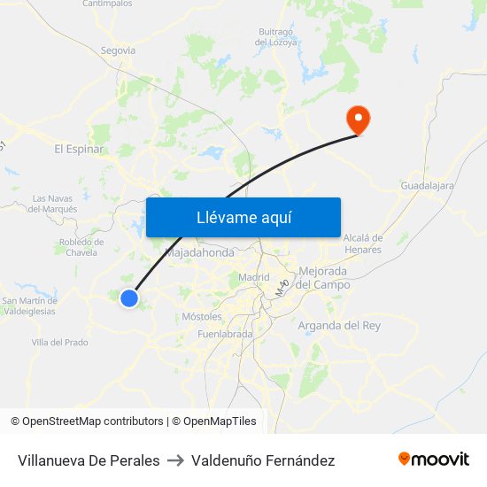 Villanueva De Perales to Valdenuño Fernández map