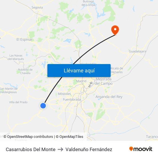Casarrubios Del Monte to Valdenuño Fernández map