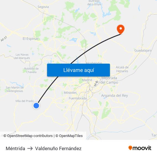 Méntrida to Valdenuño Fernández map