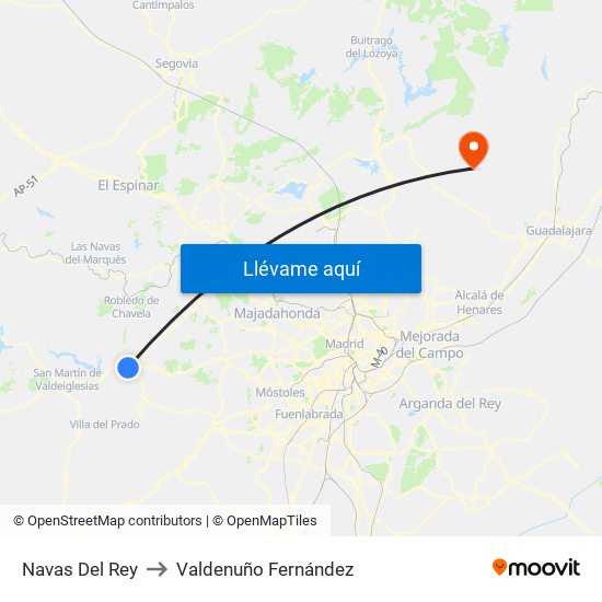 Navas Del Rey to Valdenuño Fernández map