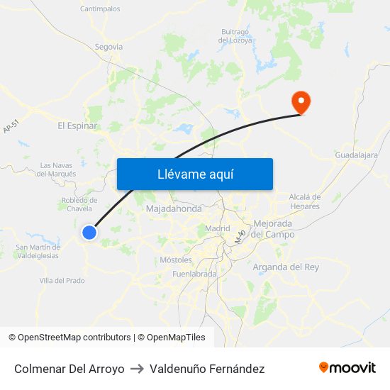 Colmenar Del Arroyo to Valdenuño Fernández map