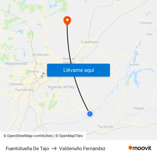 Fuentidueña De Tajo to Valdenuño Fernández map