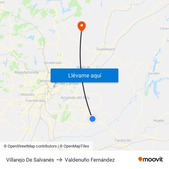 Villarejo De Salvanés to Valdenuño Fernández map