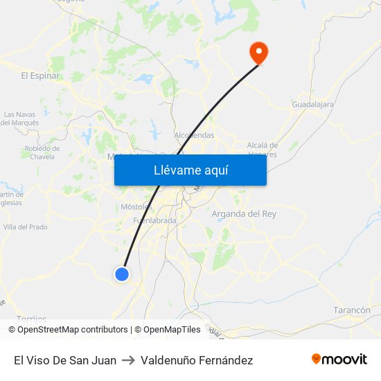 El Viso De San Juan to Valdenuño Fernández map