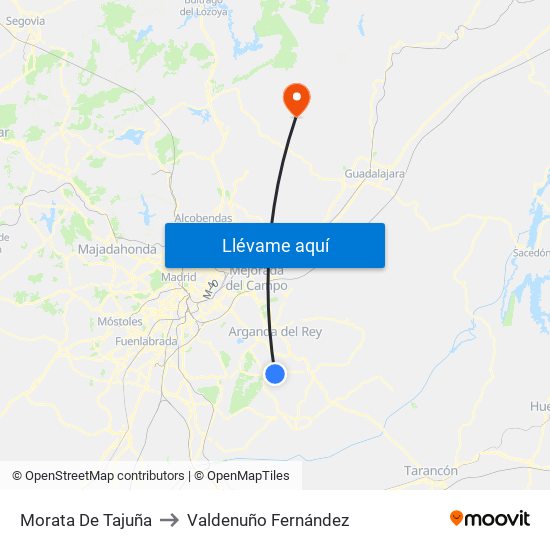 Morata De Tajuña to Valdenuño Fernández map