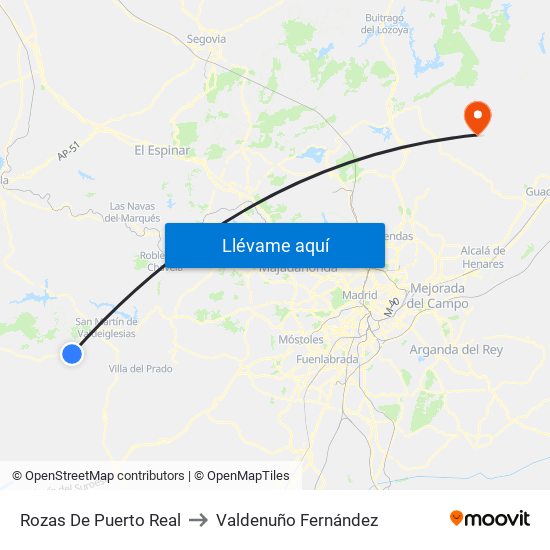 Rozas De Puerto Real to Valdenuño Fernández map