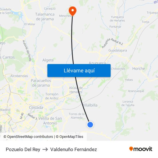 Pozuelo Del Rey to Valdenuño Fernández map
