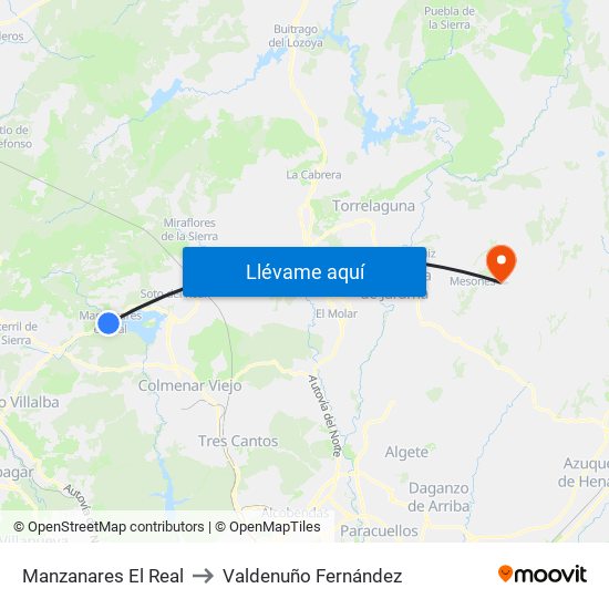 Manzanares El Real to Valdenuño Fernández map