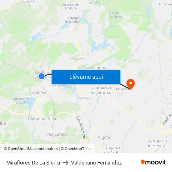 Miraflores De La Sierra to Valdenuño Fernández map