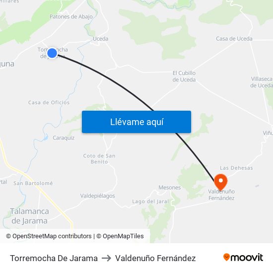 Torremocha De Jarama to Valdenuño Fernández map