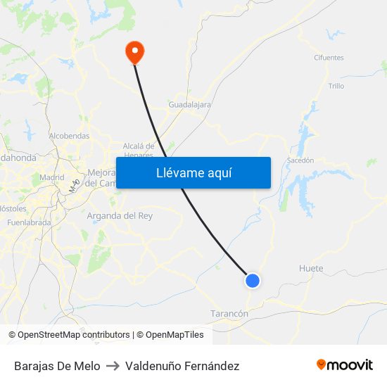 Barajas De Melo to Valdenuño Fernández map