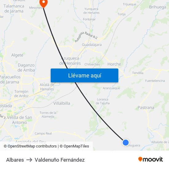 Albares to Valdenuño Fernández map