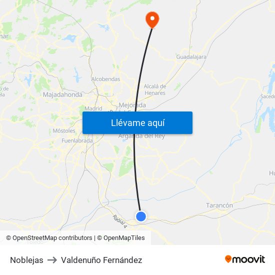 Noblejas to Valdenuño Fernández map