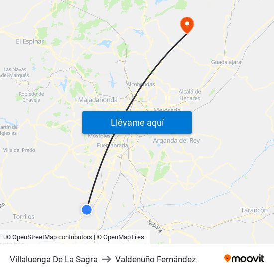 Villaluenga De La Sagra to Valdenuño Fernández map