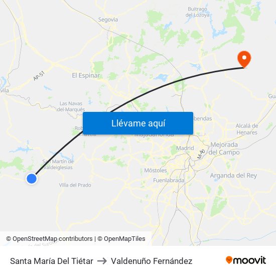 Santa María Del Tiétar to Valdenuño Fernández map