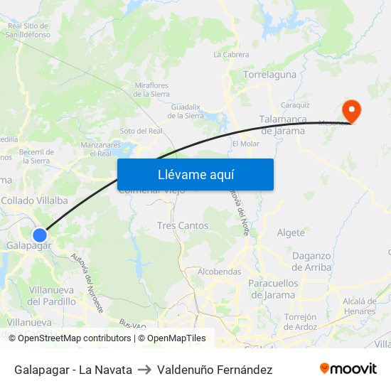 Galapagar - La Navata to Valdenuño Fernández map