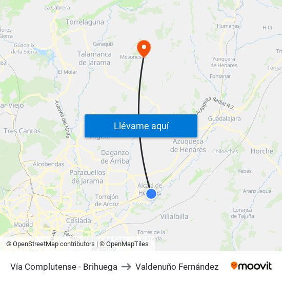 Vía Complutense - Brihuega to Valdenuño Fernández map