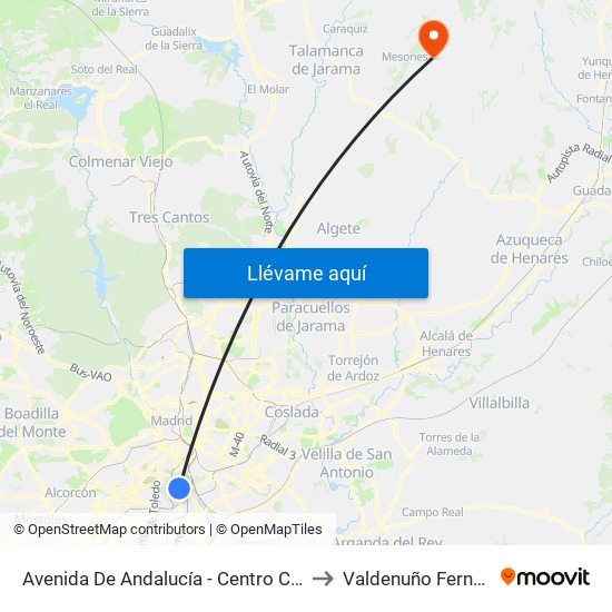 Avenida De Andalucía - Centro Comercial to Valdenuño Fernández map