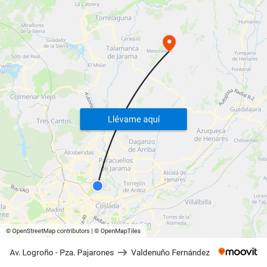 Av. Logroño - Pza. Pajarones to Valdenuño Fernández map