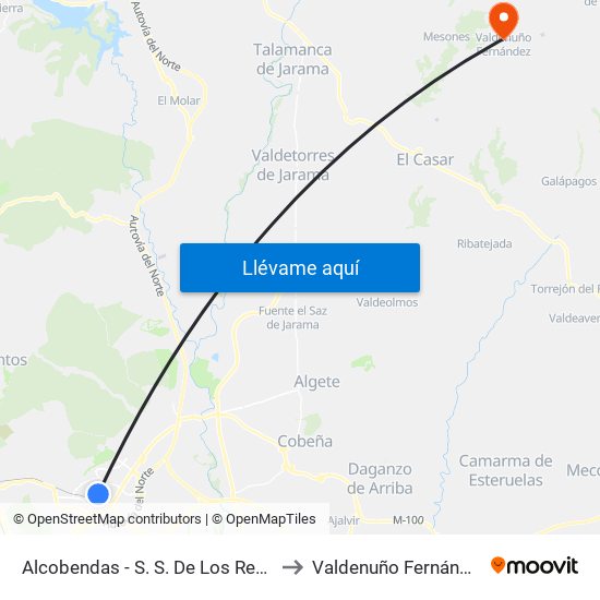 Alcobendas - S. S. De Los Reyes to Valdenuño Fernández map