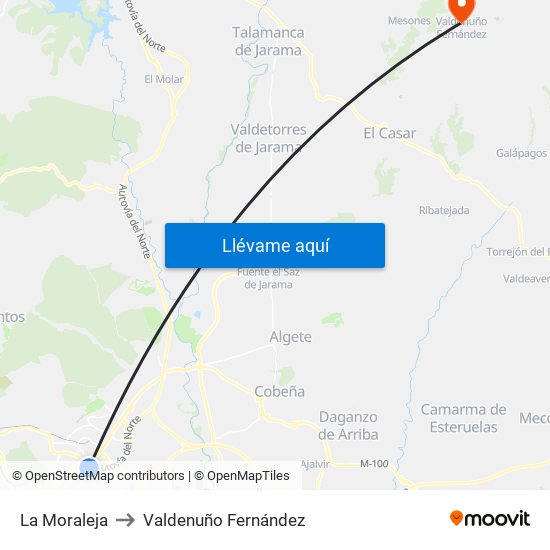 La Moraleja to Valdenuño Fernández map