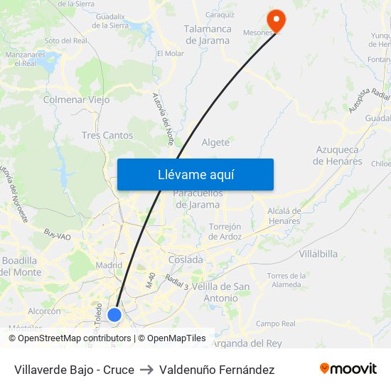 Villaverde Bajo - Cruce to Valdenuño Fernández map
