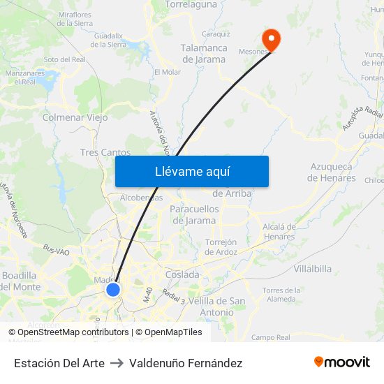 Estación Del Arte to Valdenuño Fernández map