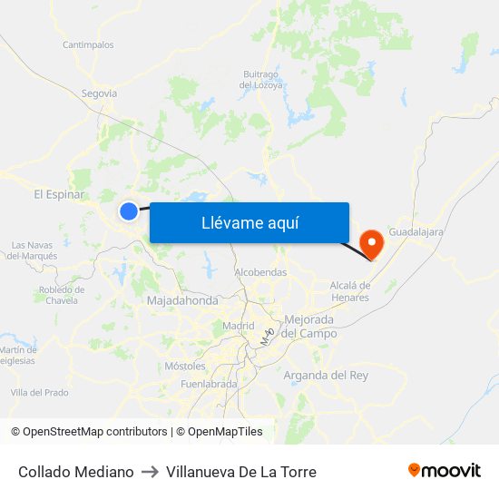 Collado Mediano to Villanueva De La Torre map