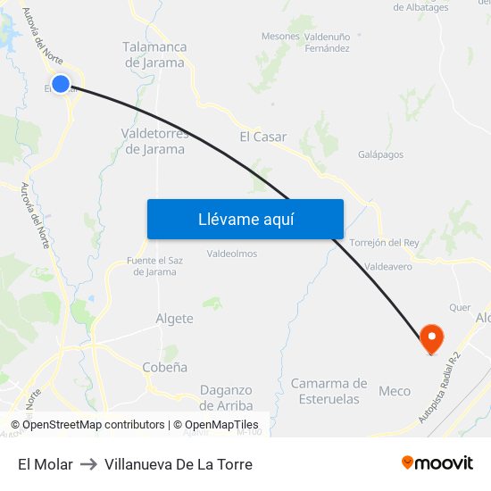 El Molar to Villanueva De La Torre map