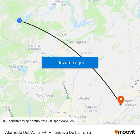 Alameda Del Valle to Villanueva De La Torre map